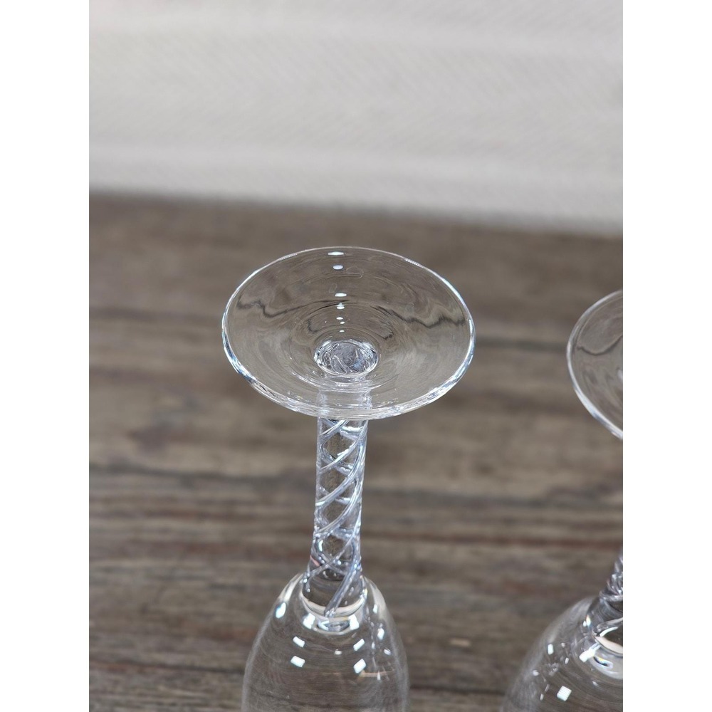 Set 2 Vintage Cordial Glasses Twisted Stem Clear Stemware 9.5 In - Picture 7 of 16